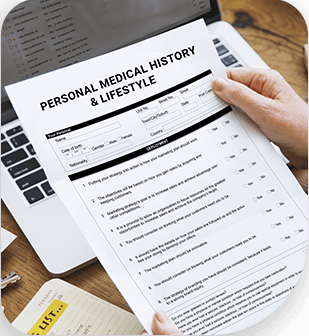 Personal medical history lifestyle sheet