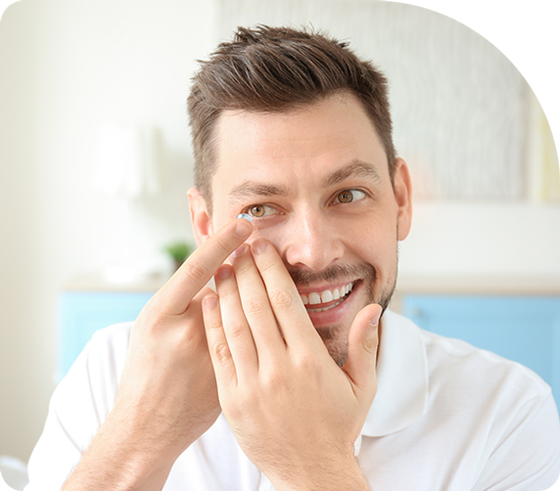 Contact lens best fit man smiling