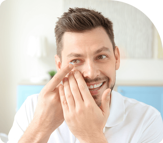 Contact lens best fit man smiling