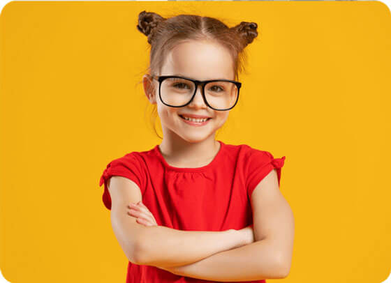 Little girl wearing glasses